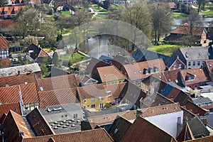 Danish Royal Ribe town seen from above.