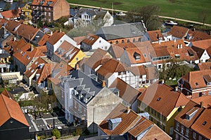 Danish Royal Ribe town seen from above.