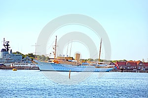 The Danish Royal Yacht Dannebrog in Copenhagen harbour, Denmark photo