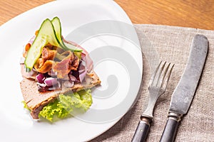 Danish specialties and national dishes, high-quality open sandwich