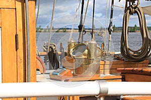 Danish three-masted schooner Loa. Binnacle and other equipment