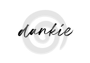 Thank you in Afrikaans brush vector lettering. photo