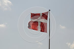 Dannebrog or in othe word danish flag flys over Copenhagen photo