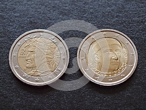 Dante Alighieri and Giovanni Boccaccio EUR coins photo