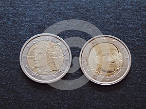 Dante Alighieri and Giovanni Boccaccio EUR coins photo