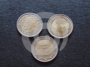 Dante Alighieri, Giovanni Boccaccio and Giovanni Paascoli EUR coins photo