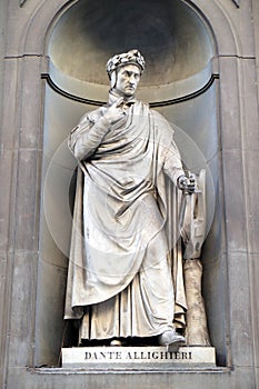 Dante Alighieri in the Niches of the Uffizi Colonnade in Florence, Italy photo