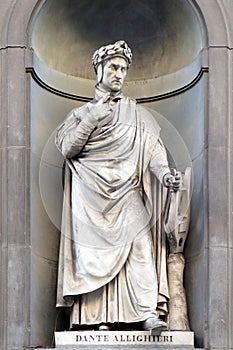 Dante Alighieri in the Niches of the Uffizi Colonnade in Florence, Italy photo