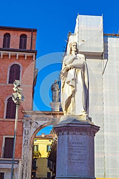 Dante Alighieri statue in Piazza dei Signori Verona Italy