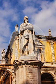 Dante Alighieri statue in Piazza dei Signori, Verona