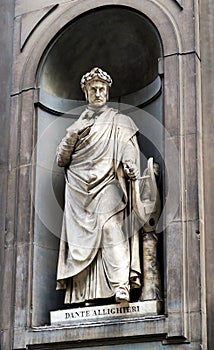 Dante Alighieri statue at Uffizi Gallery, Florence, Italy