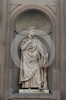 Dante Allighieri. Statue in the Uffizi Gallery, Florence, Tuscany, Italy photo