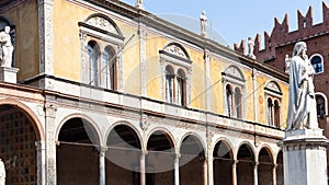 Dante statue on Piazza dei Signori in Verona city