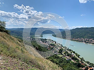 Danube bend at VisegrÃ¡d on a sunny day