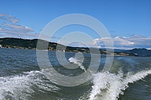 Danube river - boat marks on water