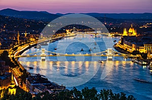 Danube river in Budapest, Szechenyi Chain Bridge