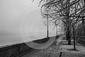 Danube river in Budapest in winter