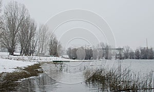 Danube river delta in winter