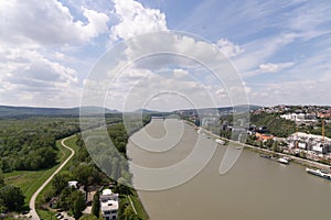 The Danube river flowing through Bratislava, the second largest river in Europe