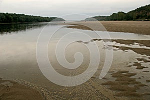 The Danube River has dried up, a river arm from the city of Ruse. The bottom of the Danube River