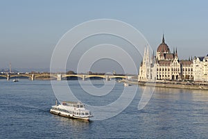 Danube river and Hungarian parliament, Budapest, Hungary