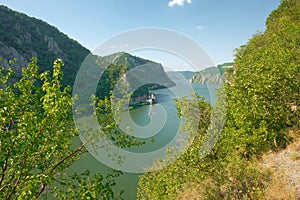 Danube River And Mraconia Monastery In Romania