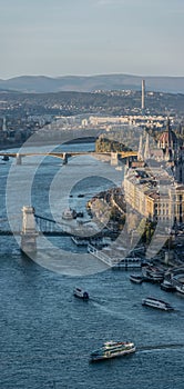 Danube river traffic in Budapest