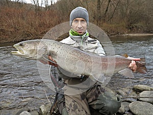 Danube salmon hucho fishing in central Europe