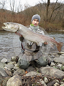 Danube salmon hucho fishing in central Europe