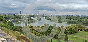 Danube and Sava river view from Kalemegdan fortress usce Save u Dunav