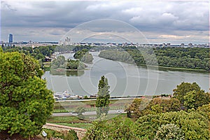 Danube and Sava river view from Kalemegdan fortress usce Save u Dunav