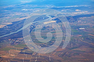 Danube valley with wind mills