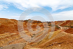 Danxia Feng, or Colored Rainbow Mountains, in Zhangye, Gansu, China