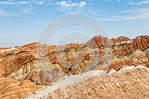 Danxia Feng, or Colored Rainbow Mountains, in Zhangye, Gansu, China