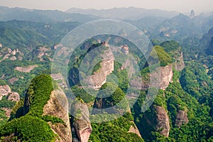 Danxia landform,peaks in Bajiaozhai photo