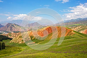 The Danxia landform of Qilian Zhuo Mountain.