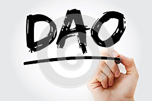 DAO - Data Access Object acronym with marker, technology concept background