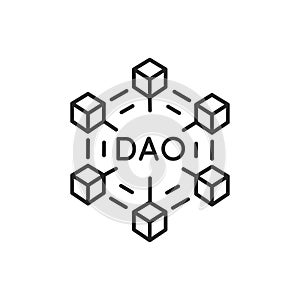 DAO line icon, Decentralized Autonomous Organisation symbol isolated on white background