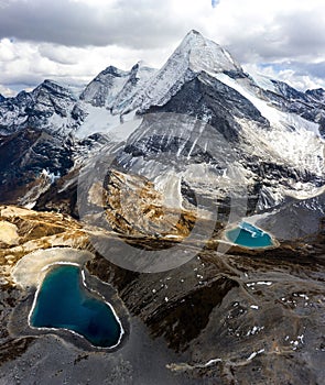 Daocheng yading scenic spot(inagi aden),in Sichuan,China National Nature Reserve,whit Blue lake, snow mountain valley