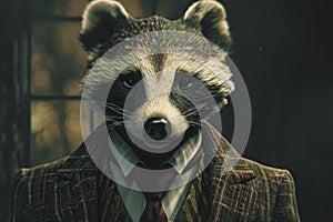 Dapper Anthropomorphic badger wearing business manager suit. Generate ai