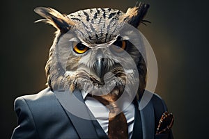 Dapper Owl A Businessman in Feathered Attire. Generative By Ai