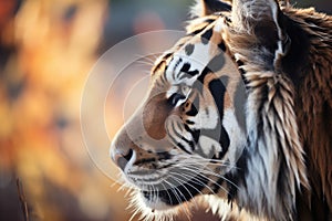 dappled light on the face of a stalking tiger