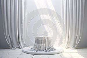 Dappled Light Product Display, 3D Podium in Elegant White Setting