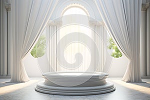 Dappled Light Product Display, 3D Podium in Elegant White Setting