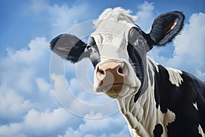 Dappled Spotted cow closeup. Generate Ai