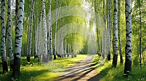 dappled trees and sun and path