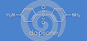 Dapsone antibacterial drug molecule. Skeletal formula.