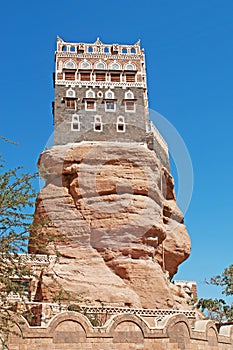 Dar al-Hajar, Dar al Hajar, the Rock Palace, royal palace, decorated windows, iconic symbol of Yemen