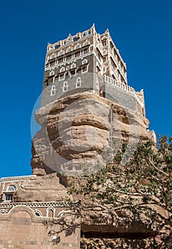 Dar Al-Hajar Rock palace in Wadi Dahr, Yemen