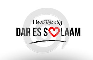 dar es salaam city name love heart visit tourism logo icon design photo